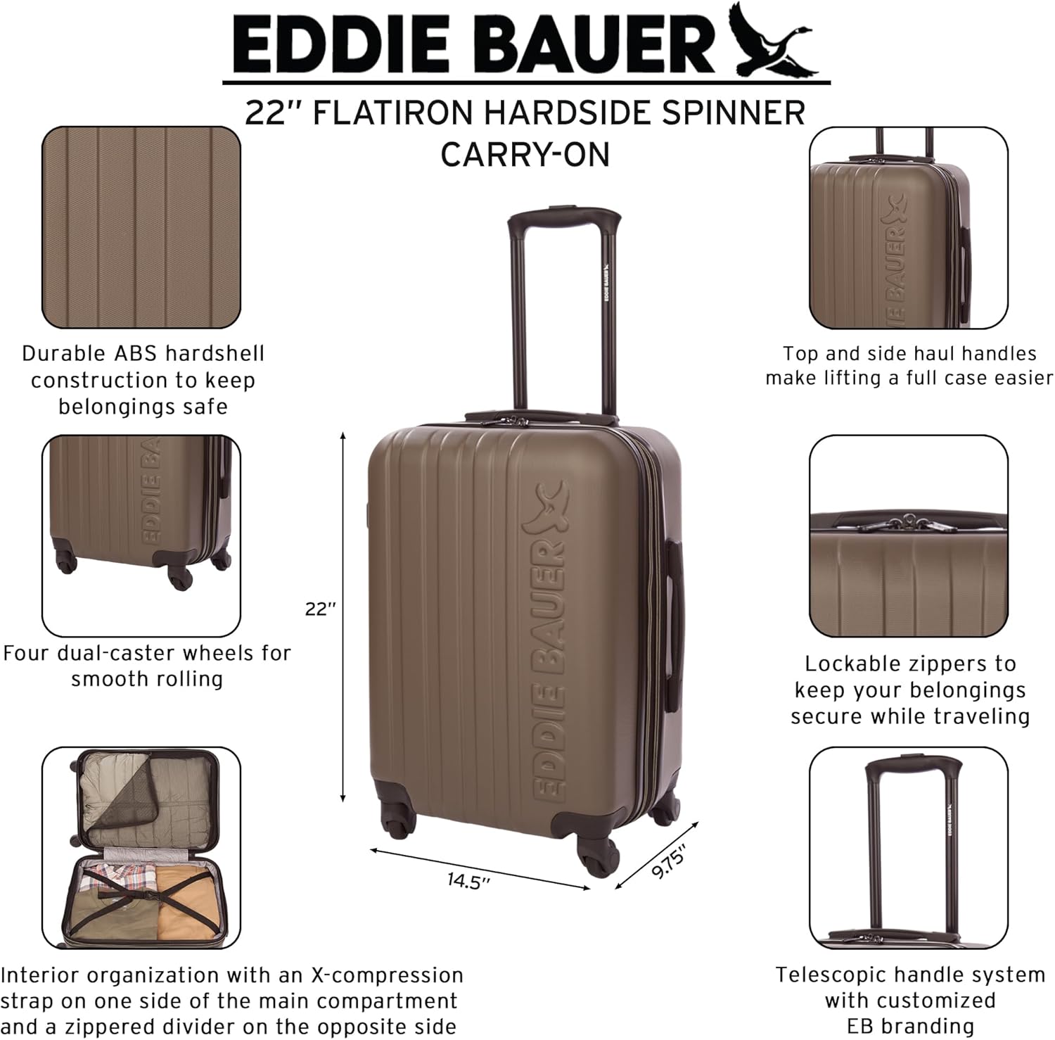 Eddie Bauer Flatiron Carry-On 22″ Luggage | Hardside |