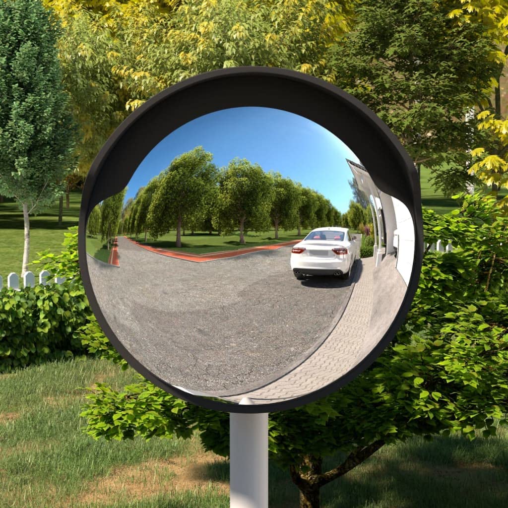 vidaXL Konvexer Verkehrsspiegel für den Außenbereich Schwarz Ø45 cm Polycarbonat