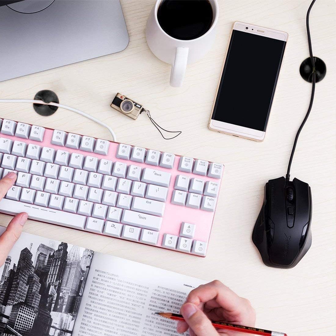 20-Piece Cable Clips Cable Organizer Cord Management Wire Holder System for Home and Office, Self-Adhesive Cord Holders, Black