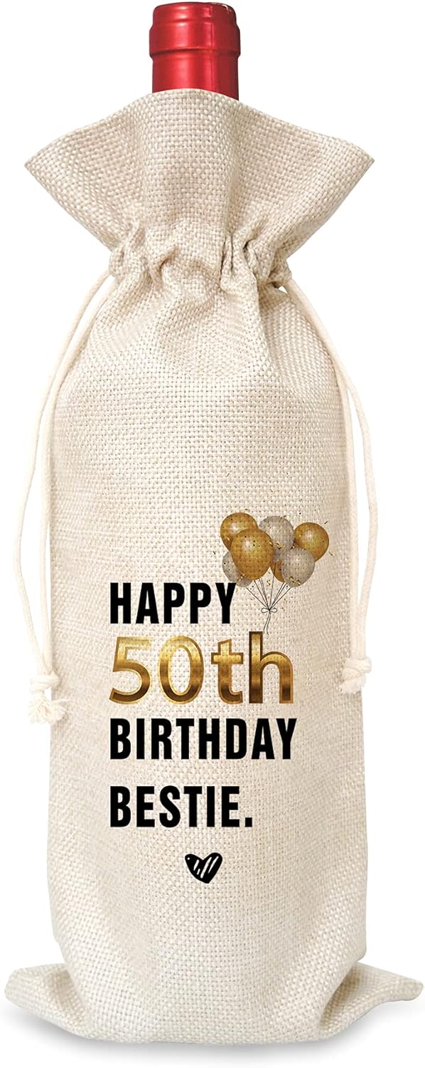50th Birthday Gift Wine Bag（1 Pc）,50th Birthday Decorations for Women, Men, Sister, Friends-J22 : Grocery & Gourmet Food