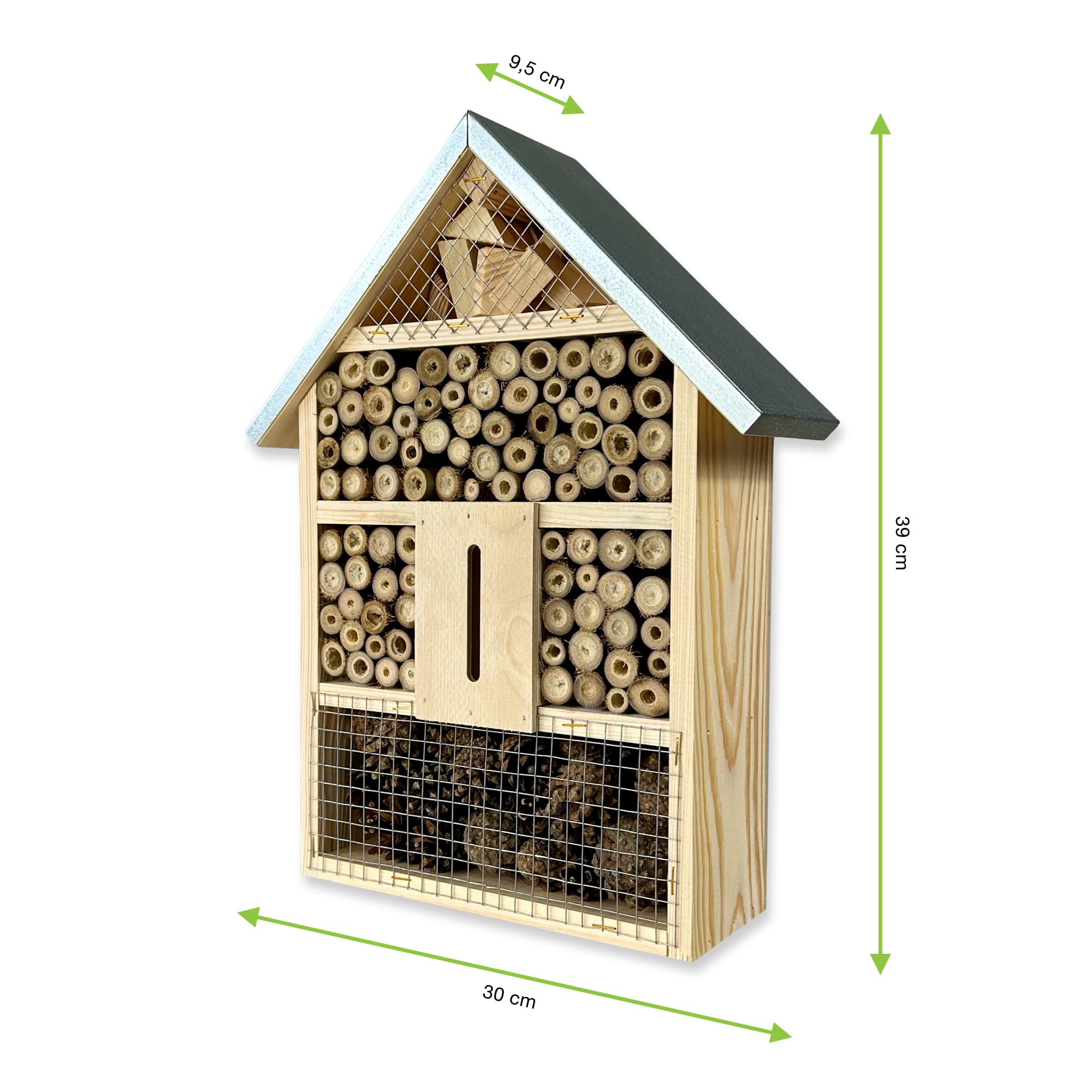 GARTENETAGE Natürliches Insektenhotel XL für Garten & Terrasse – Wetterfest, aus Naturholz, mit Bambusröhren & Tannenzapfen – Nistkasten für Wildbienen, Marienkäfer & Schmetterlinge