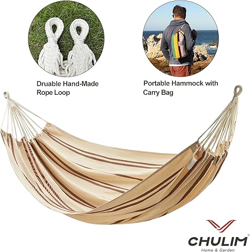 Miniatura 6 de CHULIM Hamaca doble brasileña con correas de árbol, extragrande de 94 x 63 pulgadas, hamaca para 2 personas para patio trasero al aire libre e