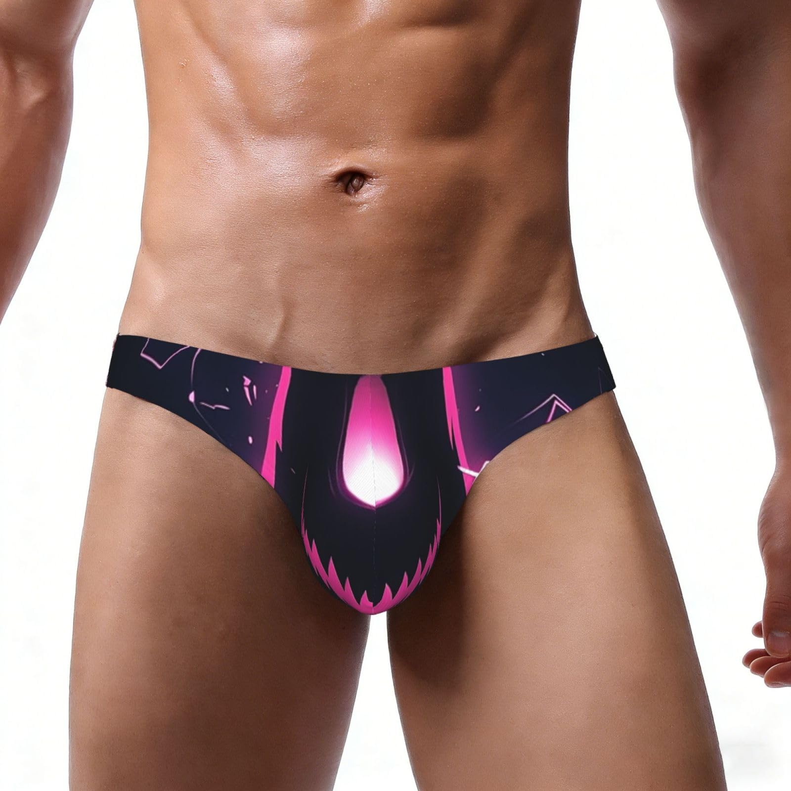 Men's Underwear ghostly with pink lightning Print Bikini Briefs 4-Way Stretch Underpants 3D Pouch Low Rise Slips