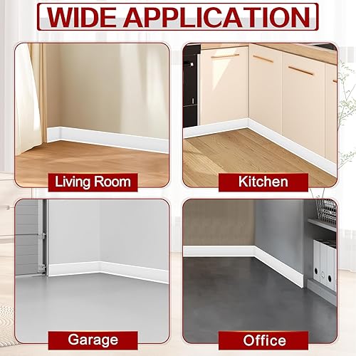 Miniatura 7 de Base de pared para zócalo de 26.3 pies, base de vinilo flexible autoadhesiva, 4 pulgadas, despegar y pegar, evita el polvo, zócalo de goma para