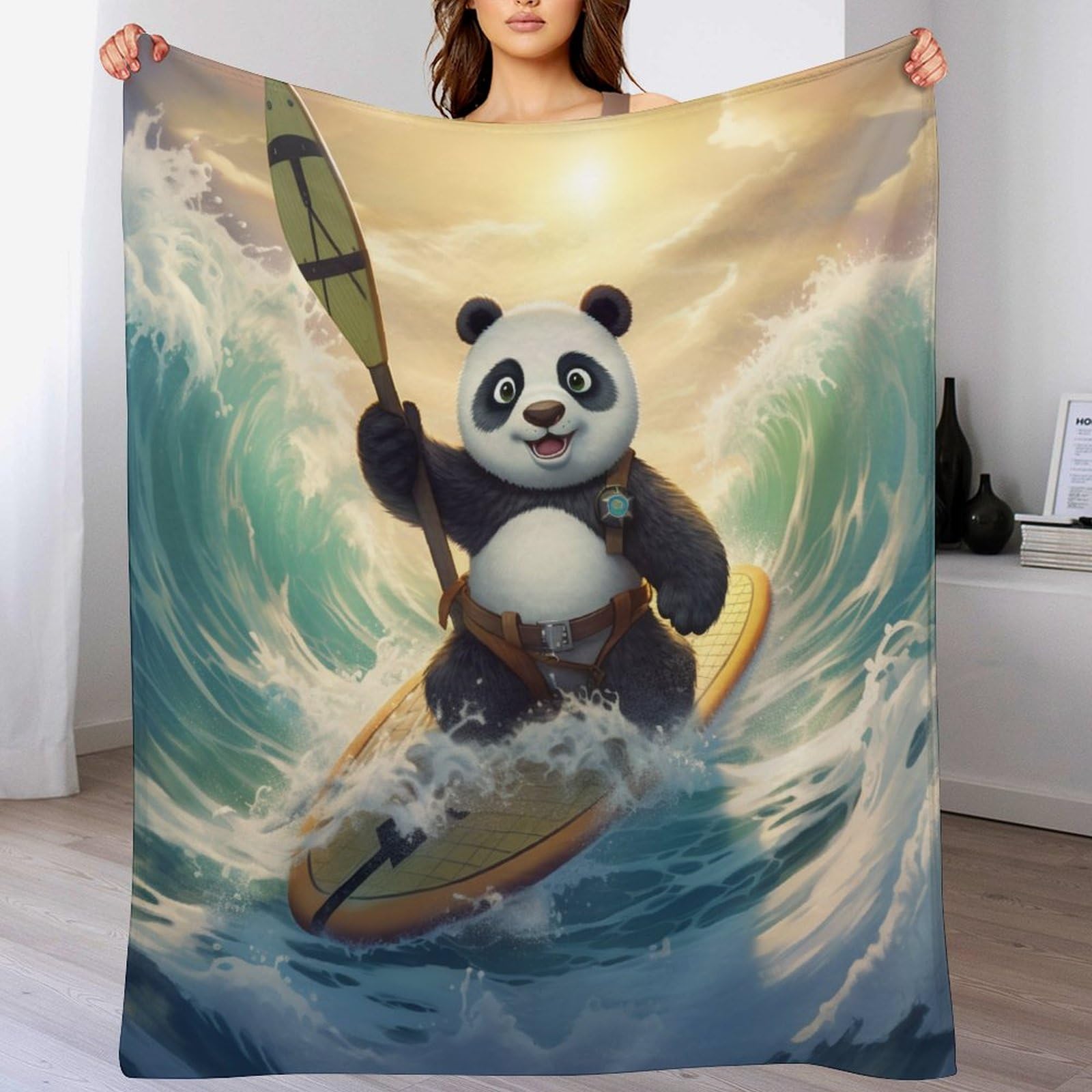 Manta para sofá grande Panda de 150x200 cm adiós al frío con tejido mullido