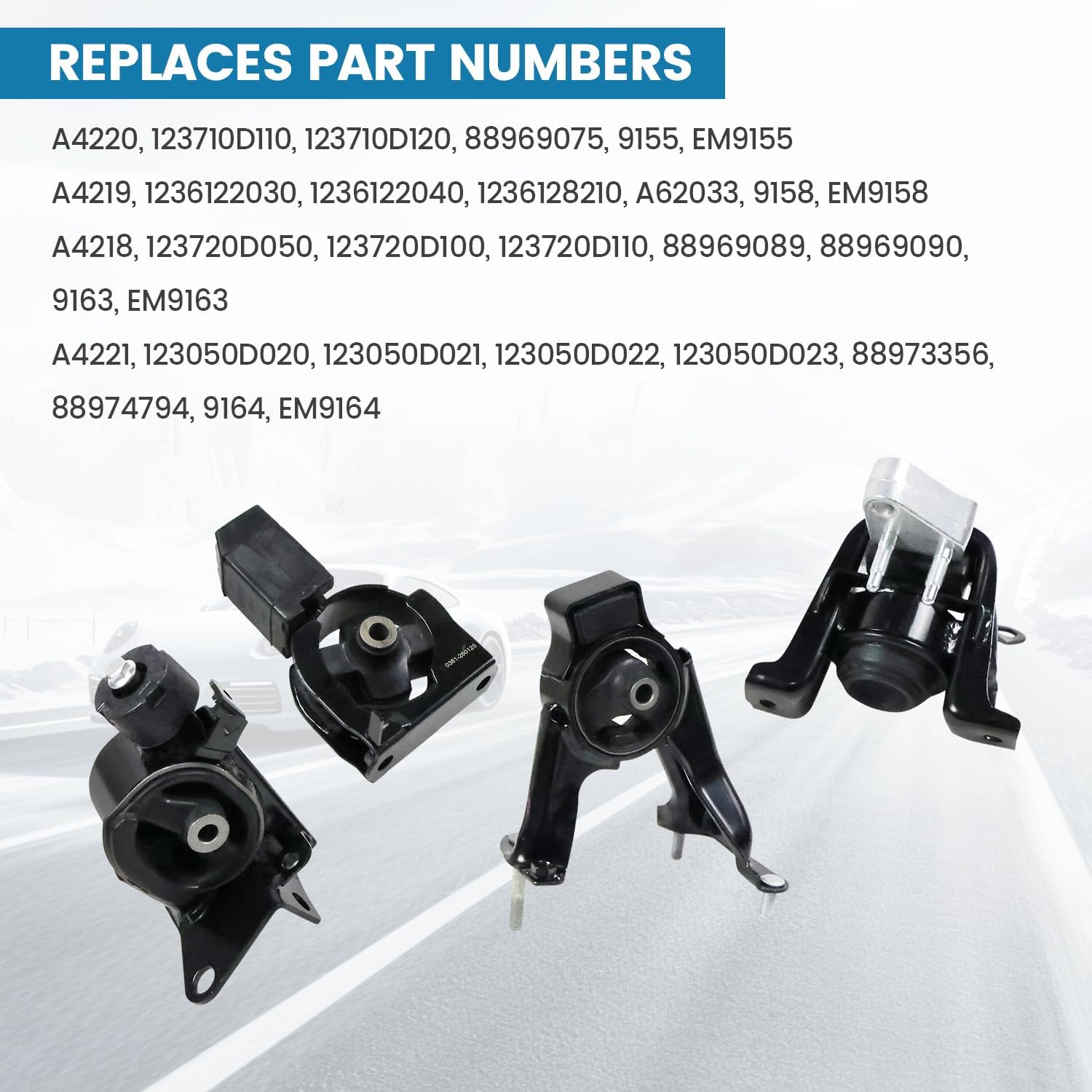 4PCS Engine Mount Trans Mounts Set Compatible with 2003 2004 2005 2006 2007 2008 Toyota Corolla 1.8L Toyota Matrix 1.8L Pontiac Vibe 1.8L Auto Trans, Front & Rear Engine Mount A4220 A4219 A4218 A4221