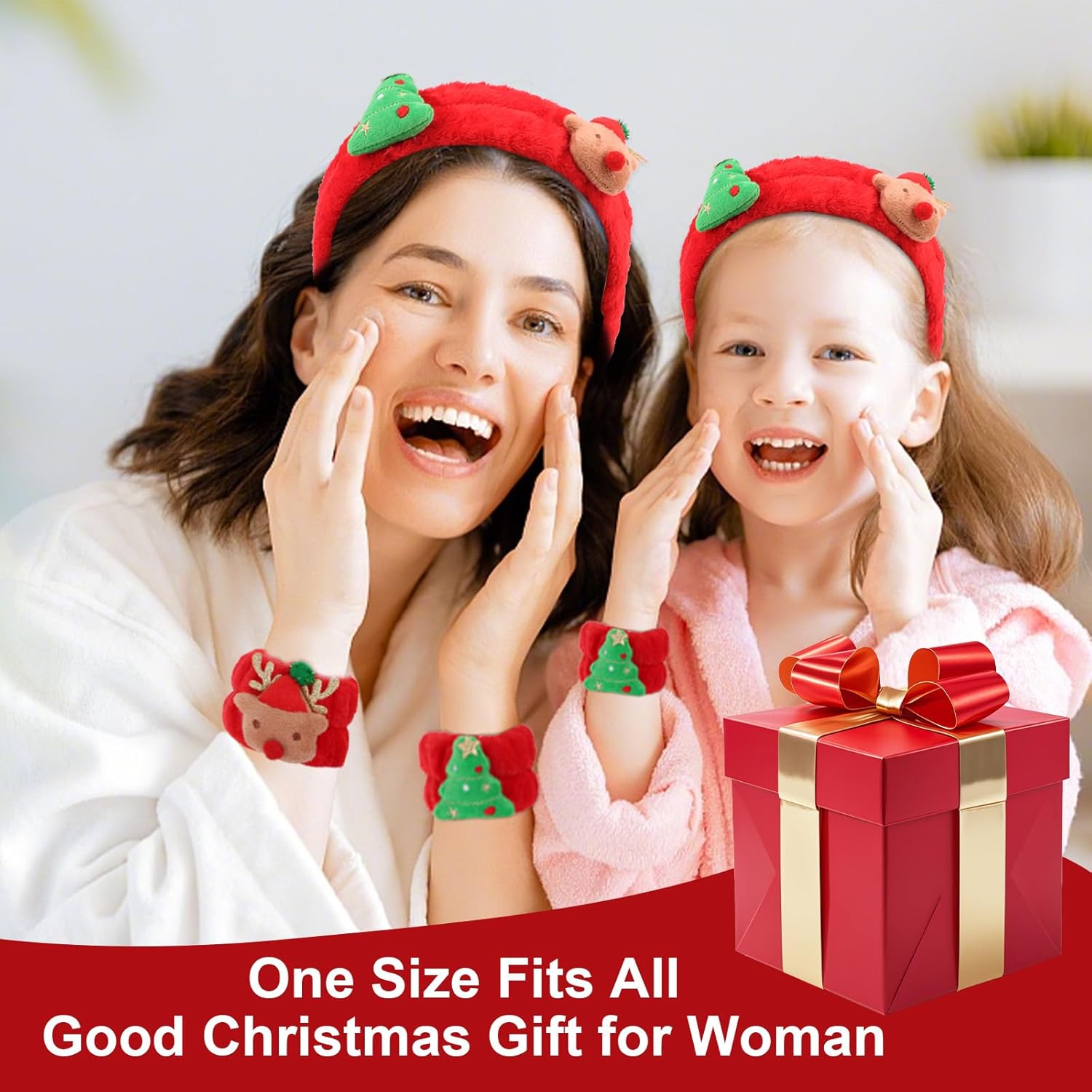 AMCAMI 3pcs Spa Headband and Wristband Set,Headband for Washing Face, Skincare,Makeup,Christmas Hair Accessories Gifts,Christmas Stocking Stuffers - Image 3