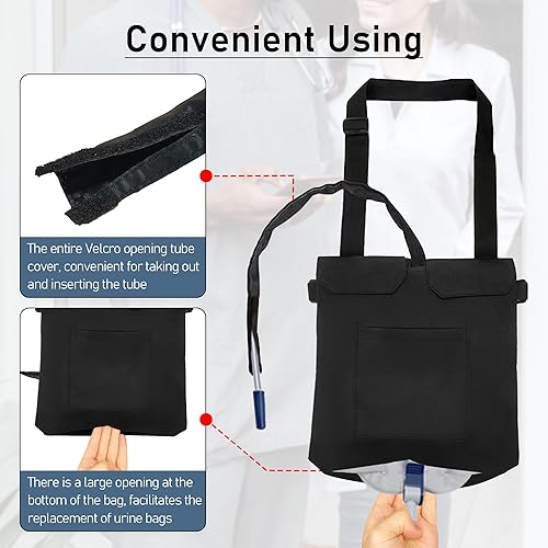 Miniatura 3 de Soporte para bolsa de catéter para hombres y mujeres con cubierta de tubo de drenaje, correa ajustable, funda para bolsa de catéter Foley