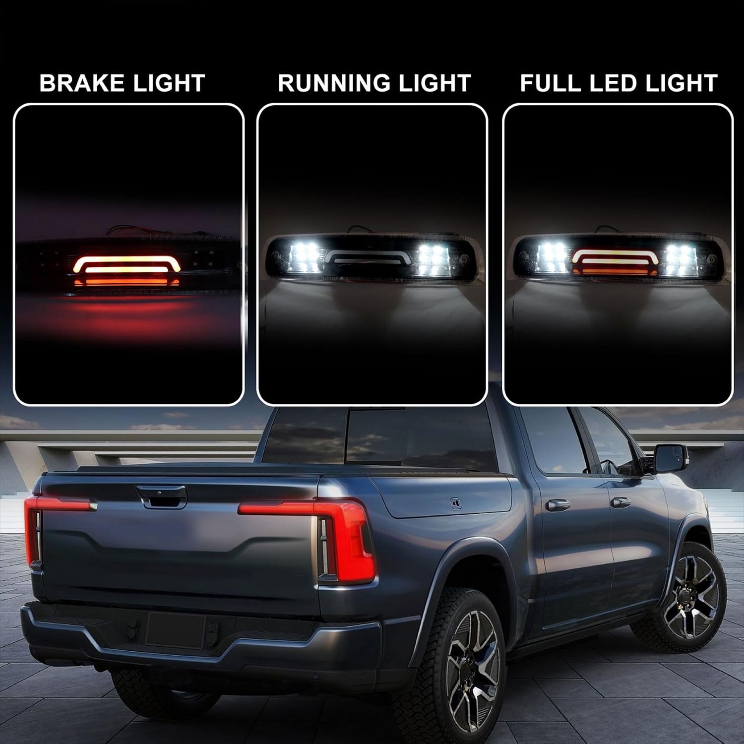 FZJDSD LED 3rd Brake Light Cargo Lamp Compatible with Dodge Ram 1500 2500 3500 2010-2018, High Mount Stop Light Rear Tail Lamp Replaces 55372082AD 55372082AC 55372082AE 55372082AF
