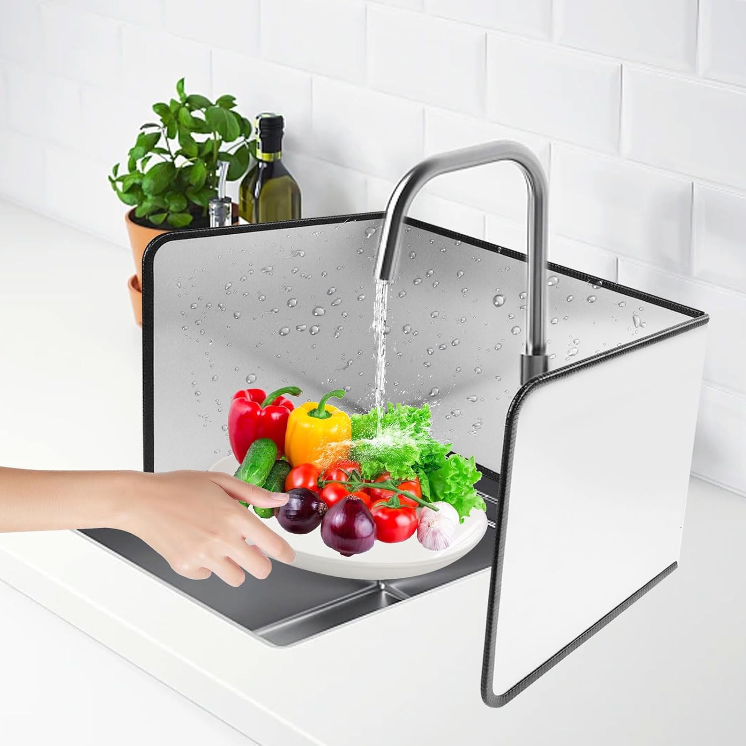 Qivine Grease Splatter Guard for Frying Pan, Non-Stick Splash Guard for Frying Pan, Cooking Oil Splatter Screen for Frying Pan, Stainless Steel Foldable Spatter Shield Frying for Wall BBQ (3 Sided)