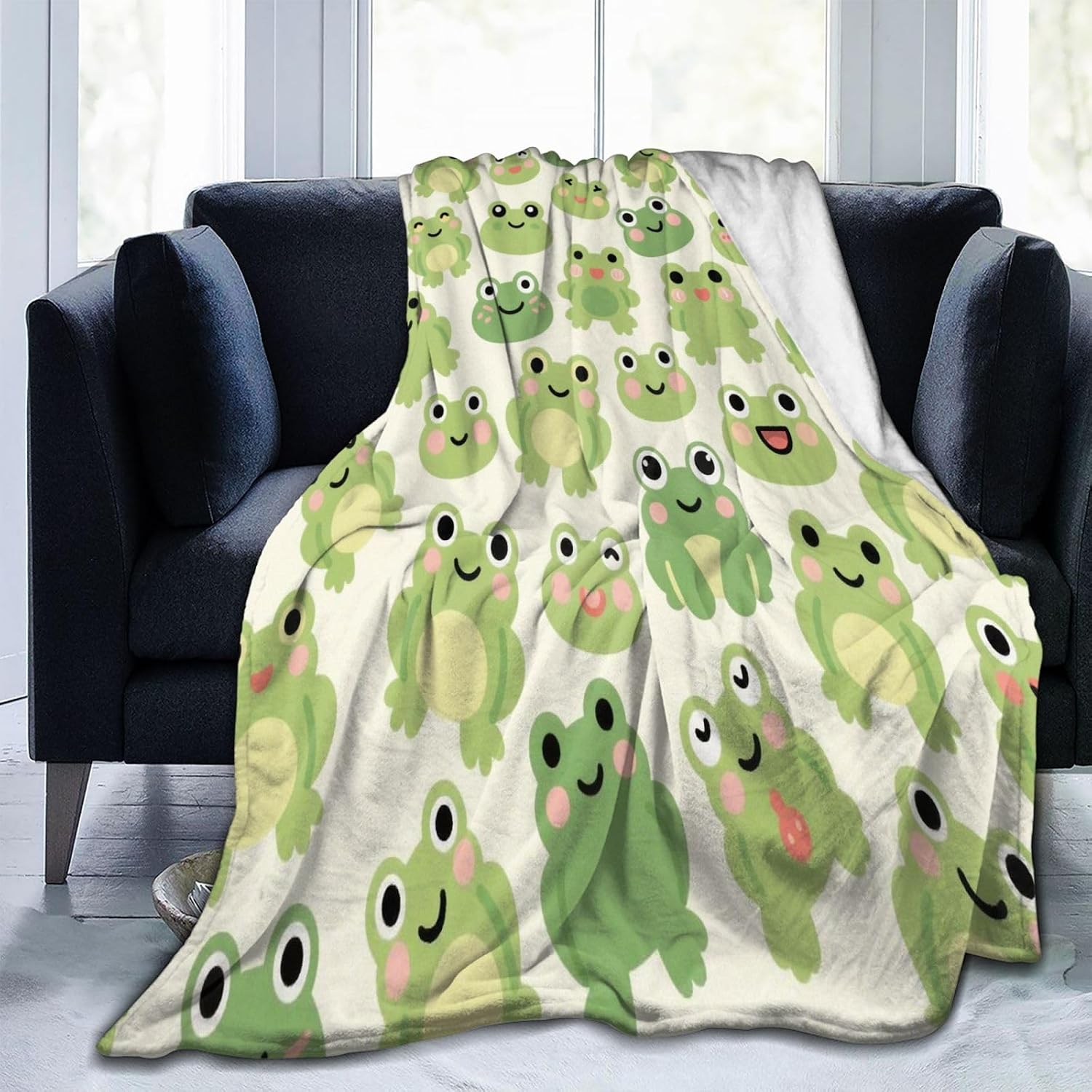Cute Frog Throw Flannel Blanket 50"X40" image 5
