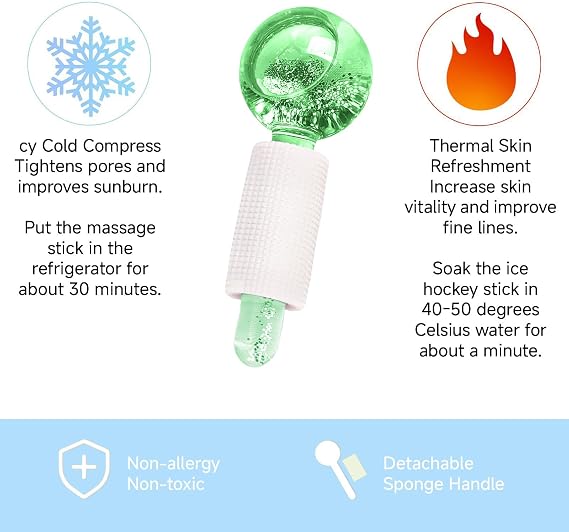 2pcs Ice Globes for Facials, Ice Roller Mold Set for Eyes and Face, Ice Balls for Face, Facial Ice Globes Mold, Skin Care Tools for Brighten Tighten Skin Hot & Cold Use (Green)