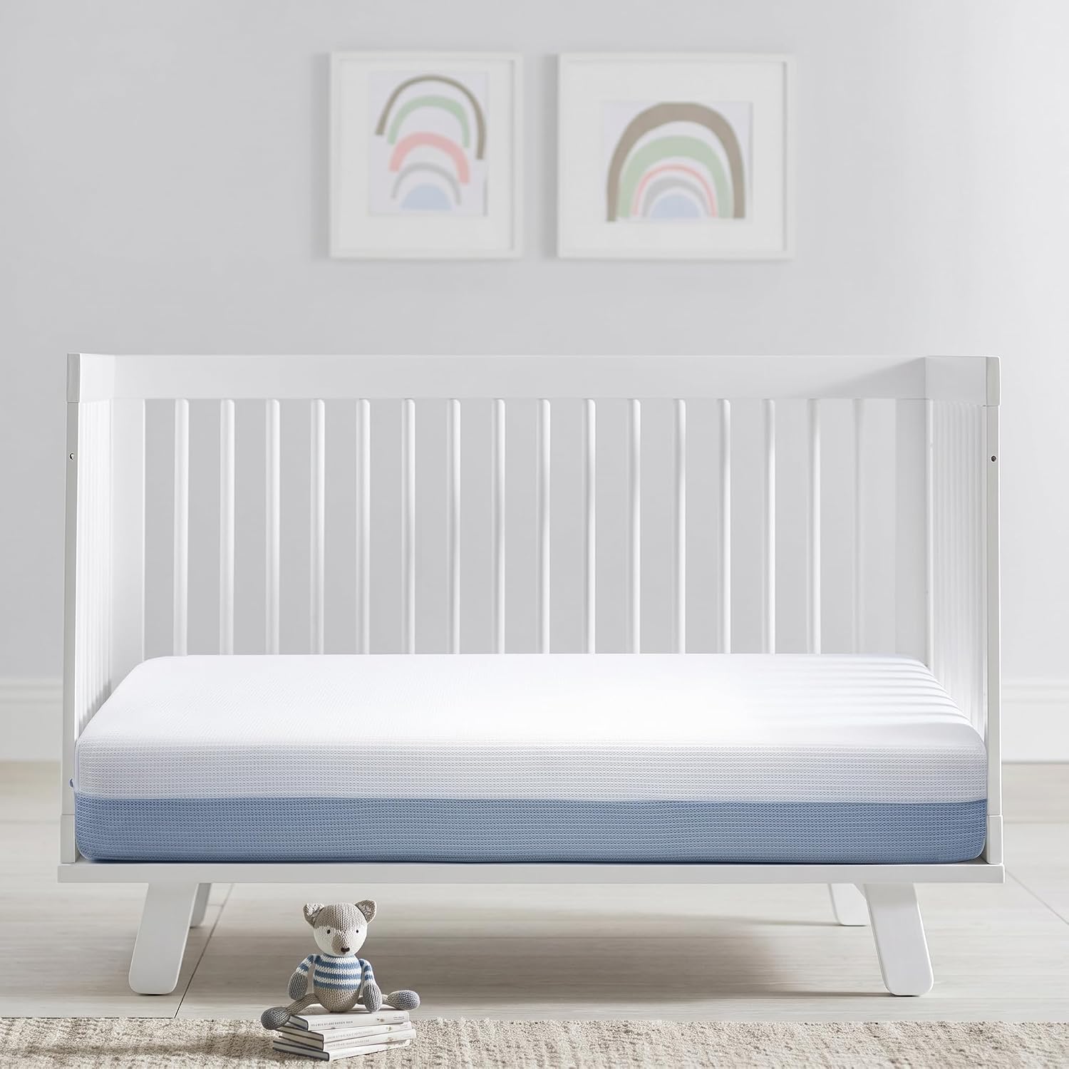 Baby Crib Mattress 52x27.5x6,Dual-Sided Infant & Toddler Mattress,Firm Support & Cooling Gel Memory Foam,Breathable 3D Mesh Washable Cover,CertiPUR-US Certified,Fits Standard Cribs Beds,Blue