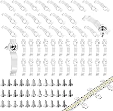 100 Pieces Clips Light Strips, Clamp Mounting Bracket Fixed Only Side with Screws for 8mm/9mm/10mm LED Strips, Fairy Lights, Chains Lights, Cables and Wires