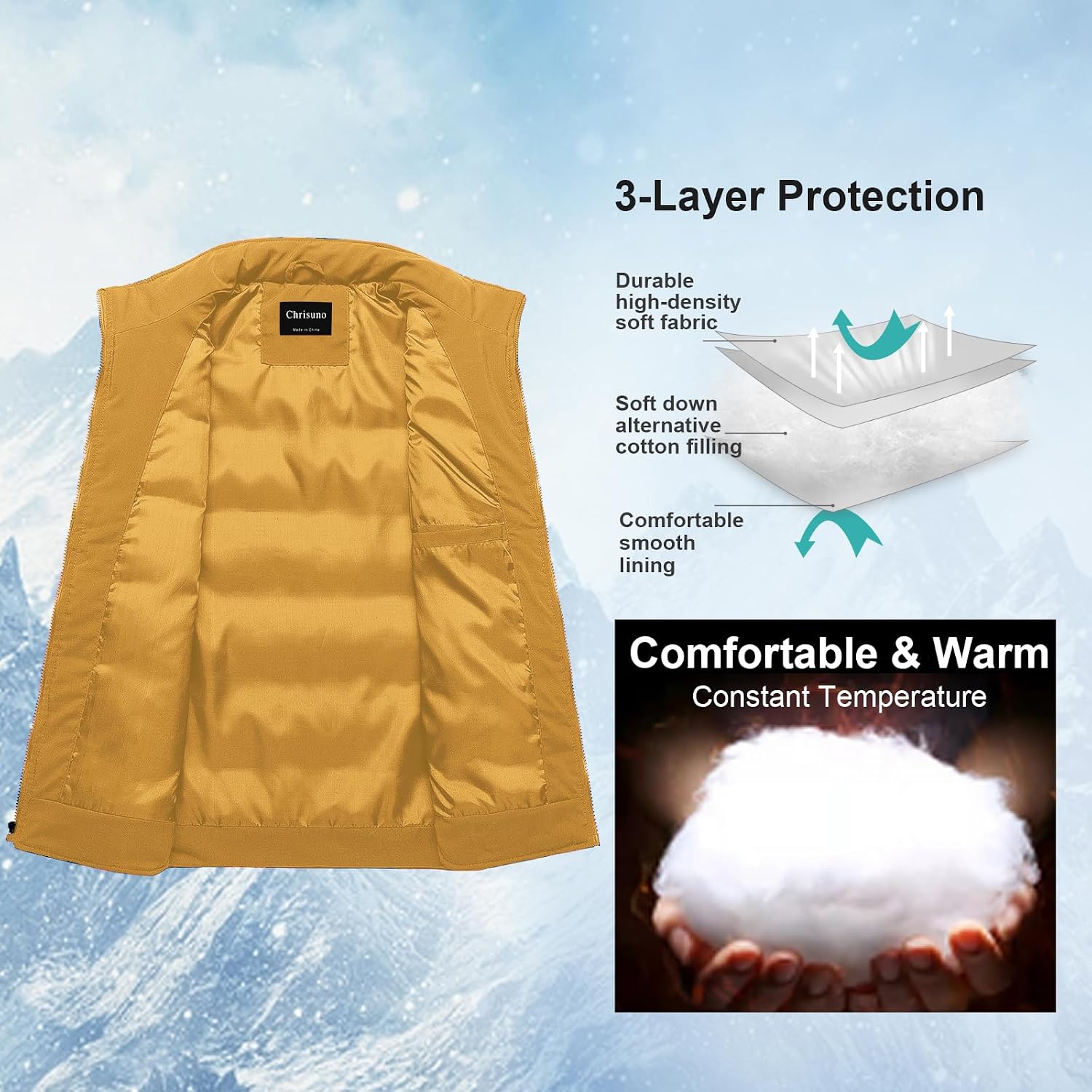 Chrisuno Women's Winter Vests Outerwear Lightweight Quilted Puffer Utility Vest
