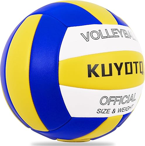 Miniatura 3 de KUYOTQ Tamaño oficial de 5 pulgadas y voleibol de playa al aire libre, superficie gruesa de 0.118 pulgadas, piel suave, para jóvenes, mujeres,