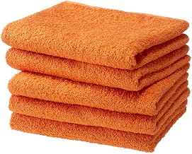 Hotel Face Set of 5 Face Towels, Made in Japan, Senshu Towel (Approx. 12.6 x 32.3 inches (32 x 82 cm) Orange