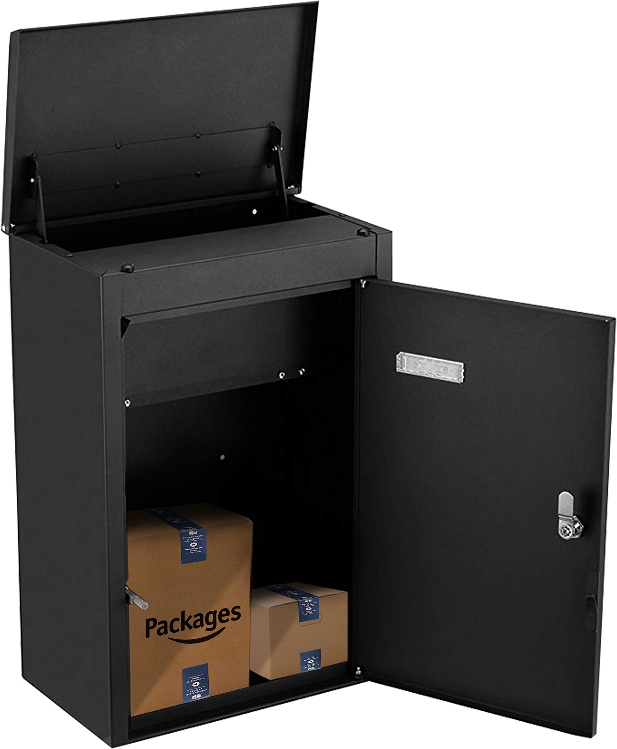 19" Extra Large Mailbox Dropbox Safe - Fits Medium Parcels & Small Packages - Wall Mount Lock Box Outdoor or Freestanding - Home, Office, Commercial Mailbox - 2 Spare Keys