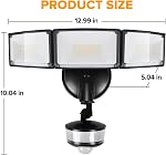 LUTEC 74W 8000 Lumen Motion Sensor Outdoor Lights, 5000K Daylight, IP65 Waterproof Flood Lights Outdoor with Night Light, Dusk to Dawn Motion Detector Security Lights for Outside Garage, Yard-Black