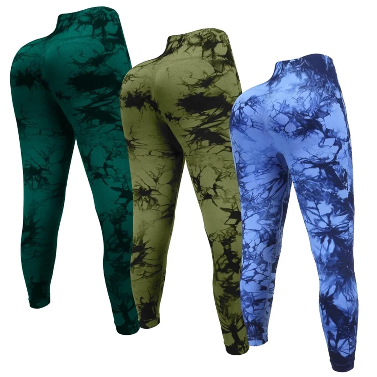 Leggings Donna Set di 3 Leggings da Allenamento for Donna, Vita Alta, Pantaloni Sportivi Senza Cuciture for Yoga e Glutei(Set 6,L)