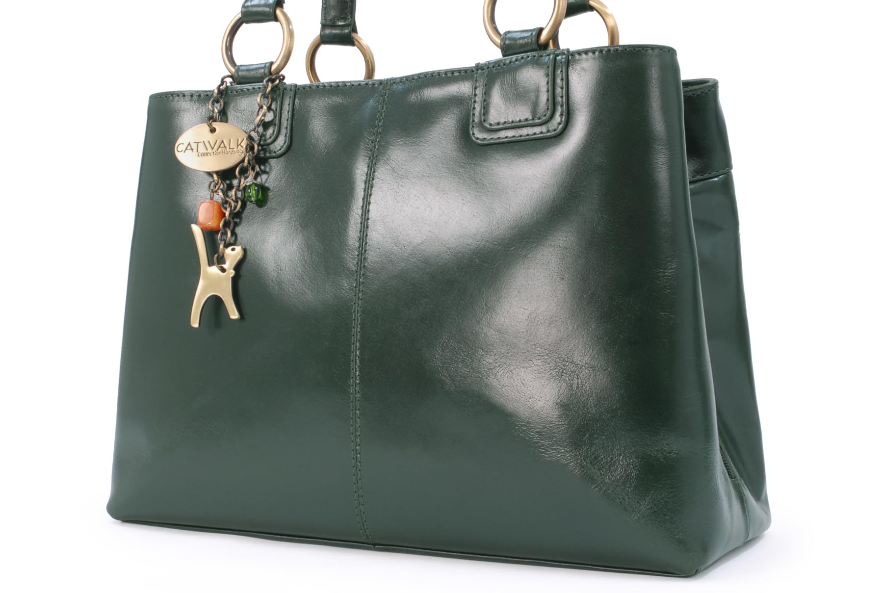 Catwalk Collection Handbags - Damska Torebka na Ramię z Patentowej Skóry - Średnia Torba Typu Tote z Wieloma Kieszeniami - Bellstone