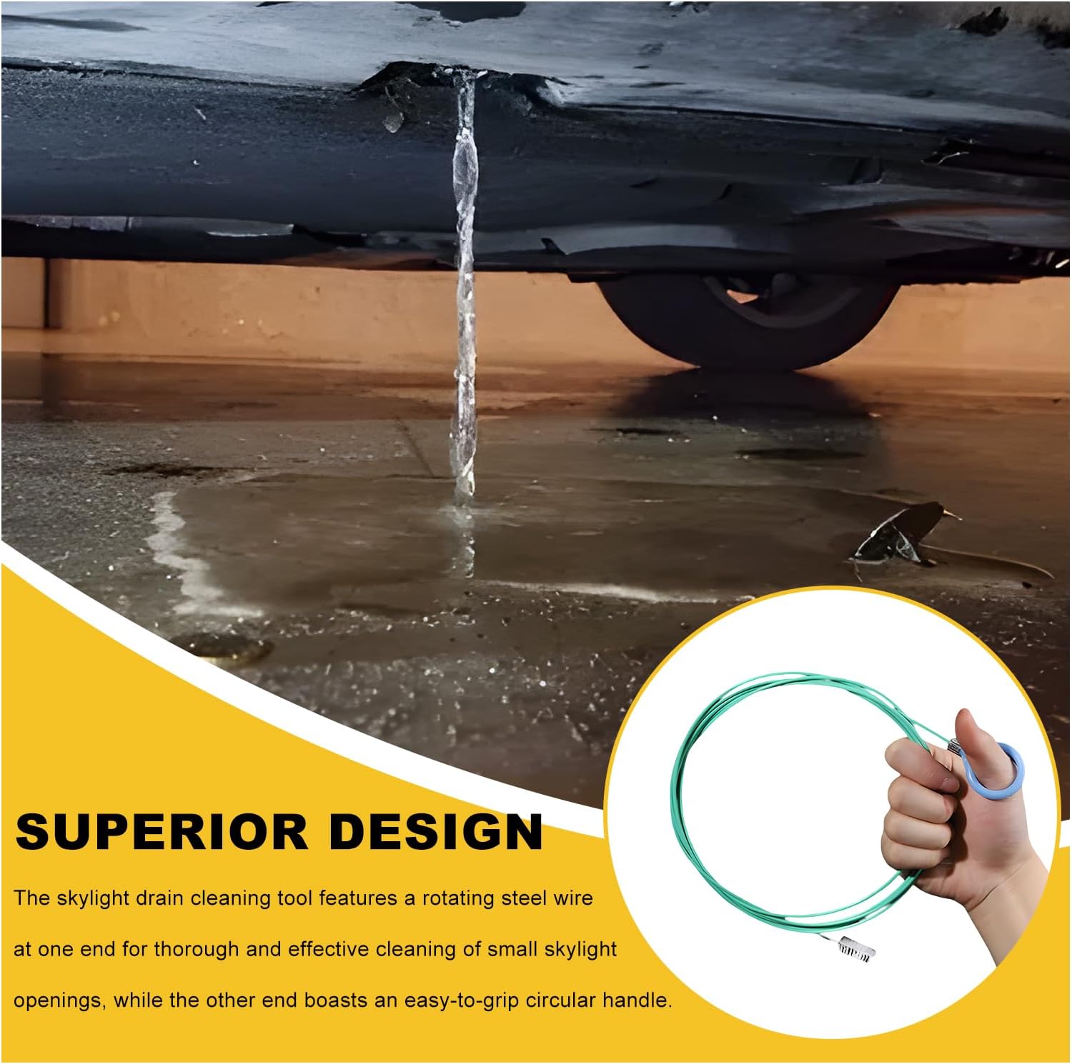 3PCS Auto Sunroof Drain Cleaning Tool, 118 Inch Long Pipe Cleaner with Wire Brush & Syringe & Hose, Flexible Slim Tube Cleaning Brush for Car Sunroof Wiper Drain Hole