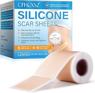 Silicone Scar Sheets, (1.6"X120" Roll-3M) Silicone Scar Tape, Scar Tape for Surgical Scars, Medical Grade Scar Tape with Collagen,For Surgical,C-Section,Tummy Tuck,Keloid Scars, Keloid Bump Removal