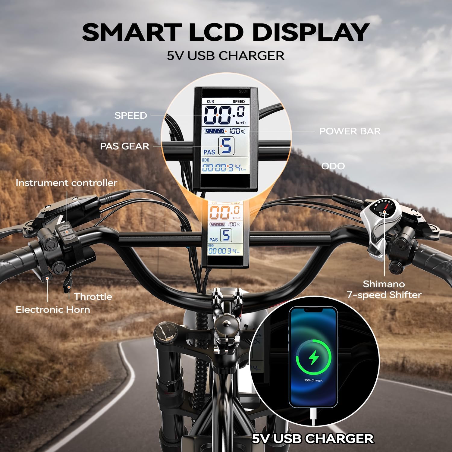 Electric Bike for Adults, 2000W Peak Motor with Removable 48V 25AH Battery, 20"x4.0" Fat Tires 35MPH Ebike, Dual Hydraulic Disc Brake Full Suspension Black Electric Bicycle Motorcycle for All-Terrain