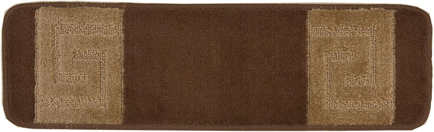 Black Friday - 50% OFF Millenium Stair Tread Treads Greek Key Design Indoor Skid Slip Resistant Carpet Stair Tread Treads Greek Key Design Machine Washable 8 ½ inch x 30 inch (Set of 13, Meander Brown)