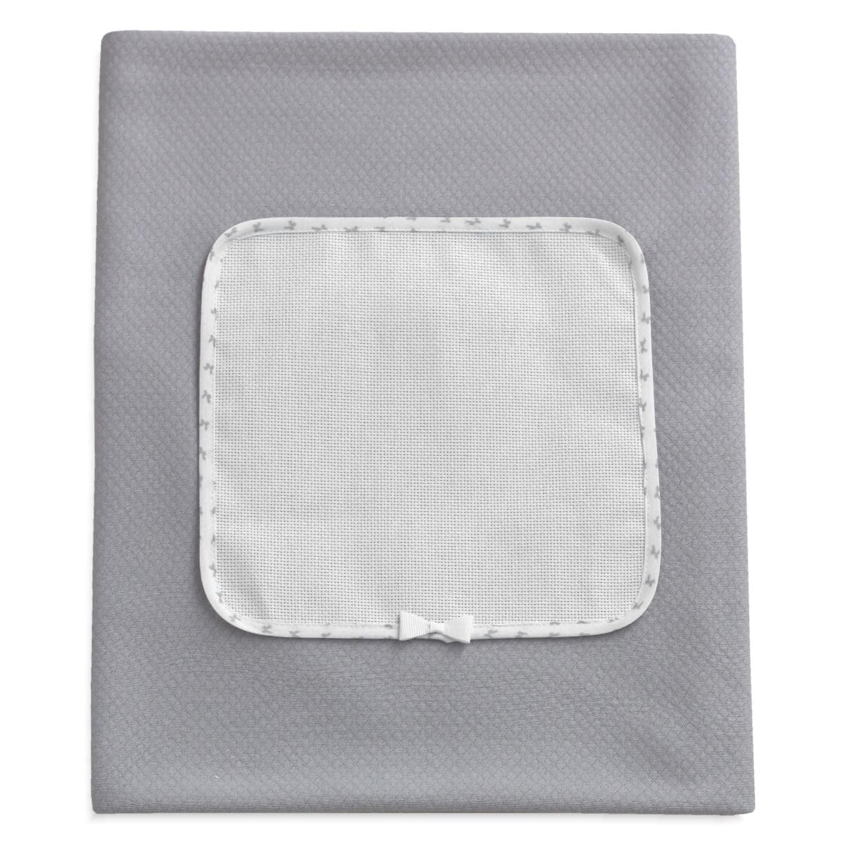 La Chiocciolina Copertina Lettino Punto Croce – Tessuto Interlock Rombetto Grigio con Inserto in Tela Aida 55 Fori da Ricamare – Coperta Primaverile per Neonato e Bambino