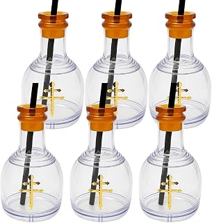 Dusse Reusable Cups with Straw – 12oz Acrylic Replica Bottle Cup for Drinks, Clear Plastic Bottle-Shaped Party Cup with Lid, Ideal for Alcohol, Juice, Cocktails, Wedding & Event Favors(6pcs)