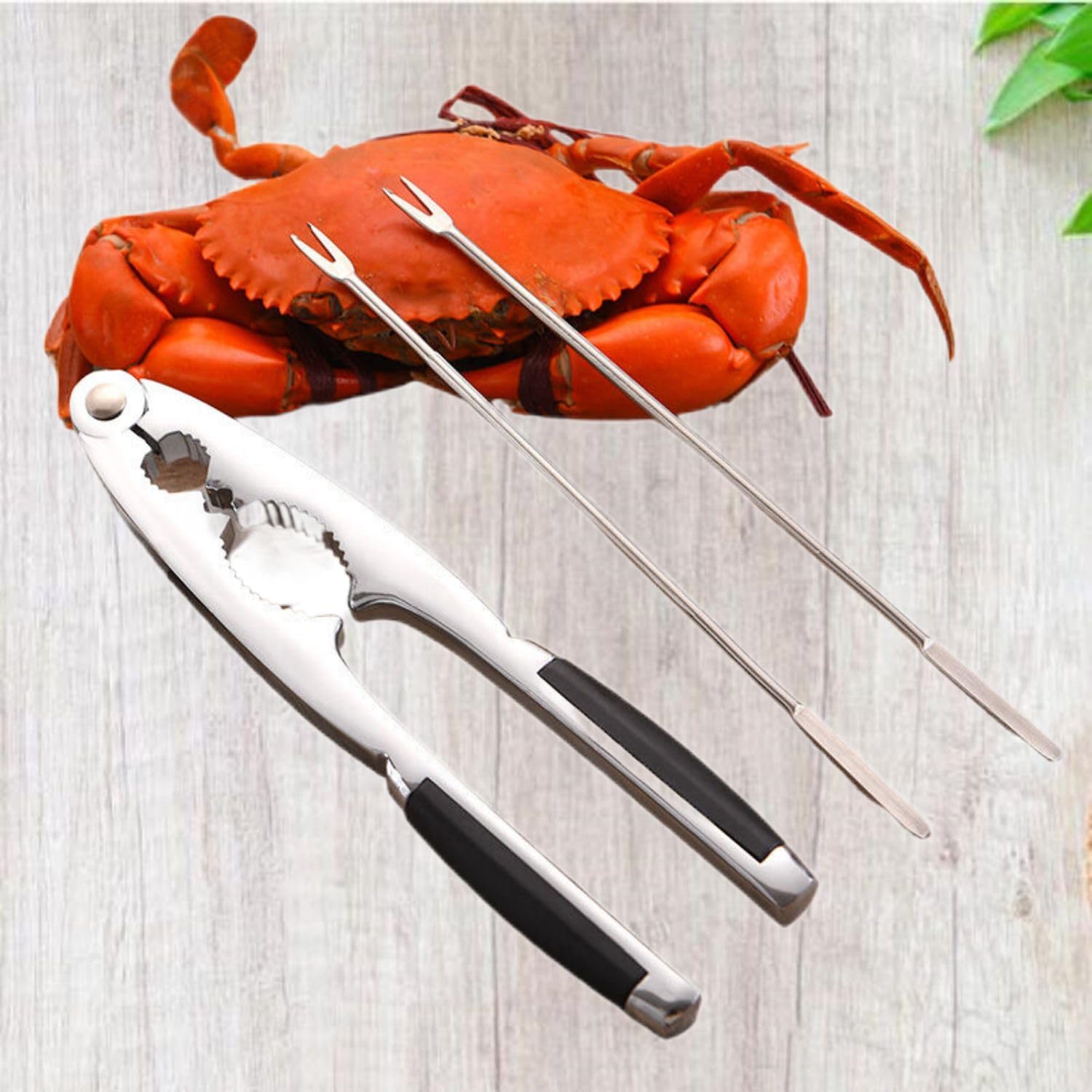 带收纳袋 吃蟹工具三件套不锈钢蟹八件蟹钳蟹夹蟹吃大闸蟹螃蟹 Seafood Tools Set includes Household Cleaning，Kitchen Storage Essentials