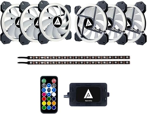 Miniatura 3 de Apevia TL612L2S-RGB Twilight - Ventilador LED silencioso de doble anillo RGB que cambia de color con control remoto, 28 LED y 8 almohadillas de goma