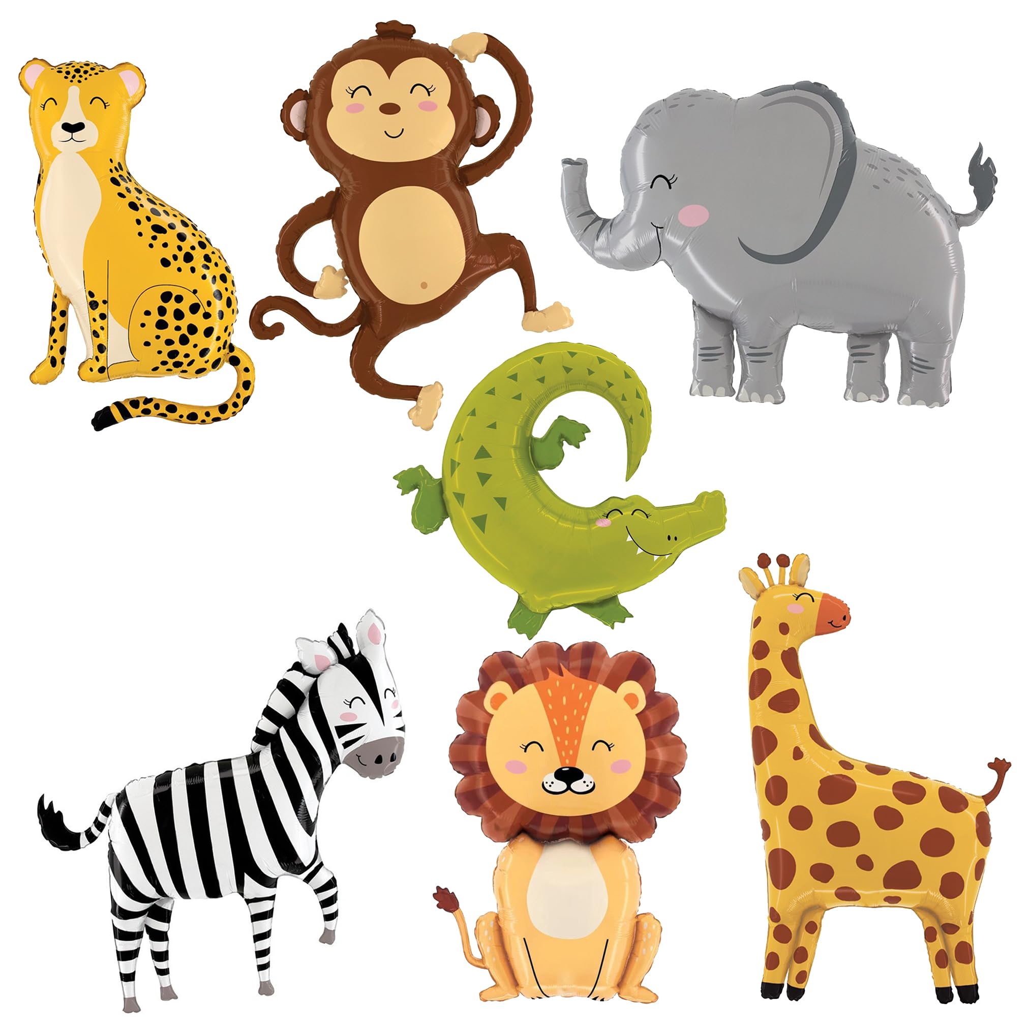 7Pcs Safari Animal Balloons with Jungle Theme – Birthday Party Decor