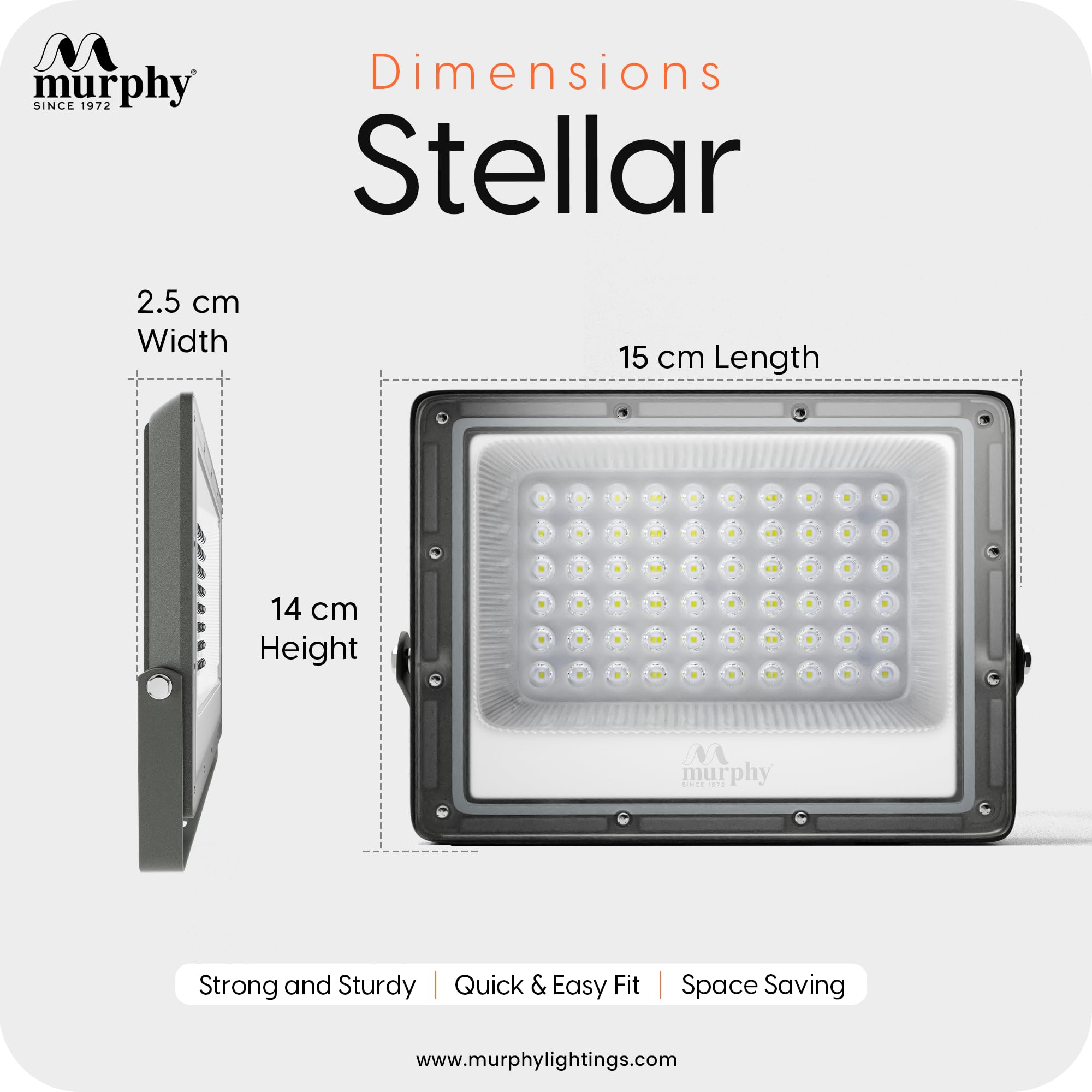 Murphy Stellar 30W LED Flood Light with 2-Year Warranty | Cool White | High Brightness Outdoor LED for Security, Landscape, Warehouse, Backyard | IP66 Waterproof | BIS Approved Pack of 1 2