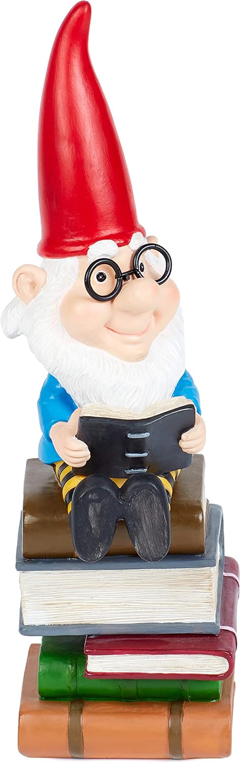 Dawn & Claire Gnorbert The Gnerdy Gnome A Garden Gnome with a Nose for The Books! (Mini - 6.3")