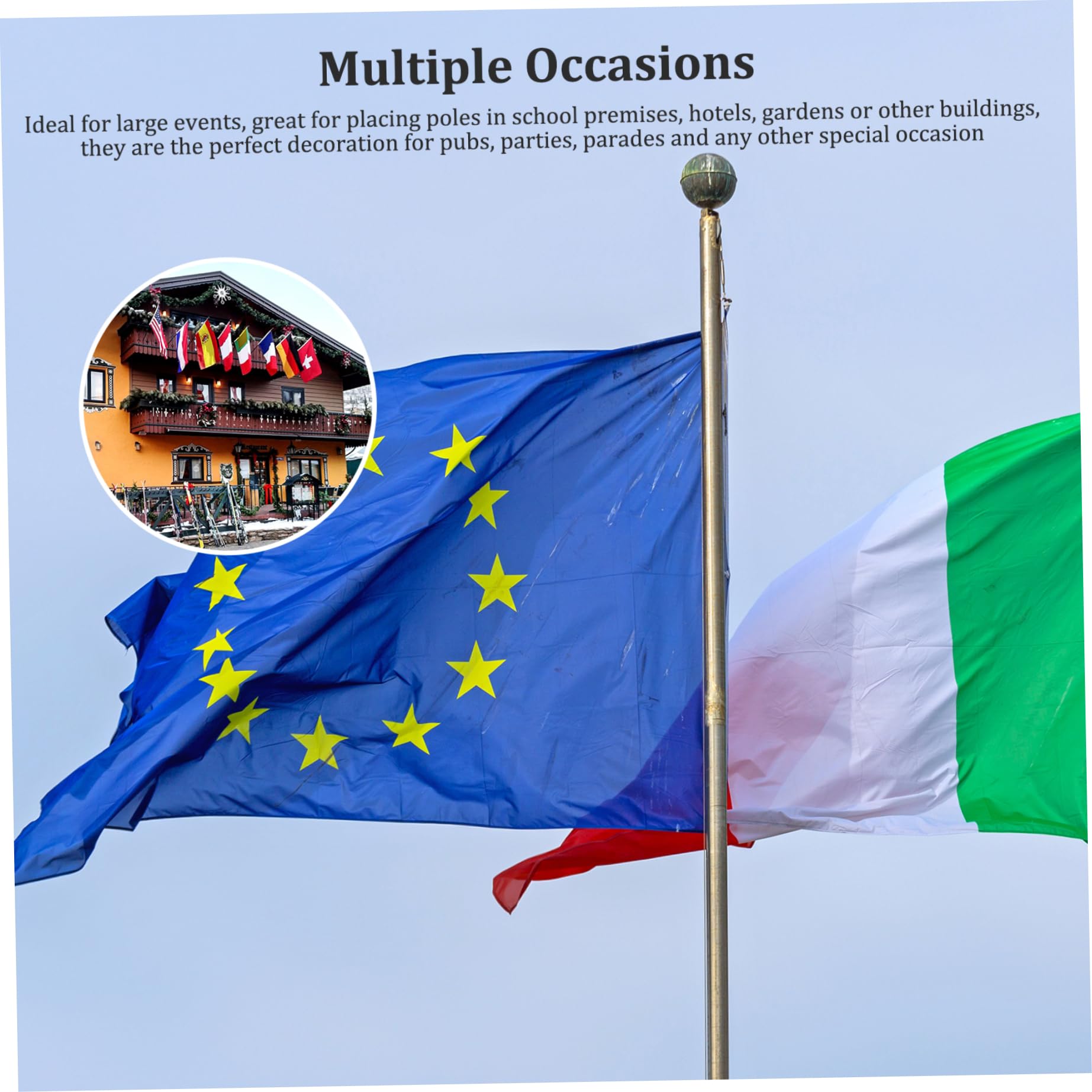 Bandiere europee, bandiere nazionali 10 pezzi/set 9, 1 x 1, 5 m Mondo impermeabile, resistente allo sbiadimento, include Unione Europea, Italia, Germania, Spagna, Olanda, Francia, Svizzera, G