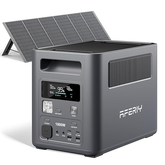 AFERIY Portable Power Station with 400W High-Efficiency Solar Panel
