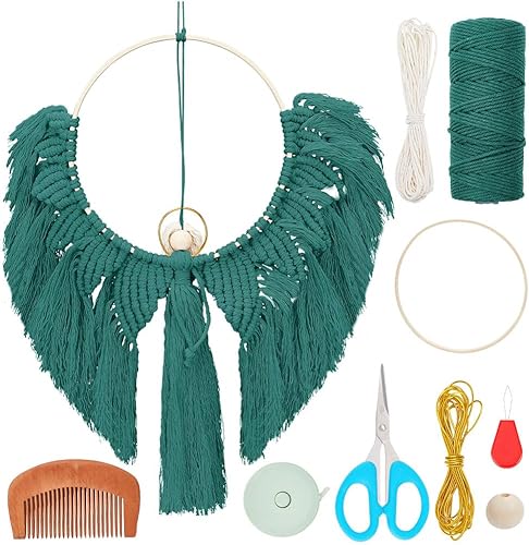 Kit de macramé de ángel verde para principiantes, macramé de ángel para colgar en la pared, kit de macramé para adultos, artesanía, adornos