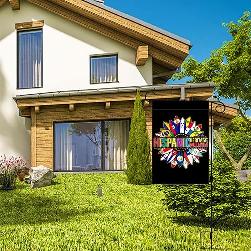 Miniatura 4 de Nepnuser Bandera de jardín del Mes Nacional de la Herencia Hispana con girasoles y países latinos, decoración de doble cara para césped