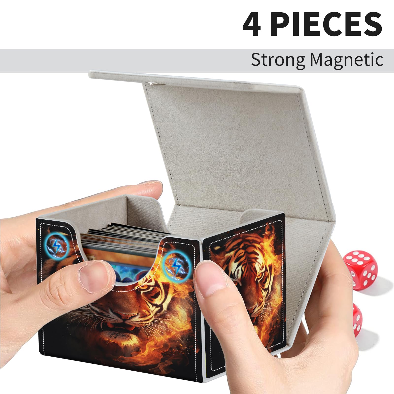 GachaBox MTG - Caja De Cartas Para Tarjetas Intercambiables, Caja De Almacenamiento De Tarjetas De Carga Lateral Commander Para Más De 120 Tarjetas, Caja De Almacenamiento De Tarjetas De Piel