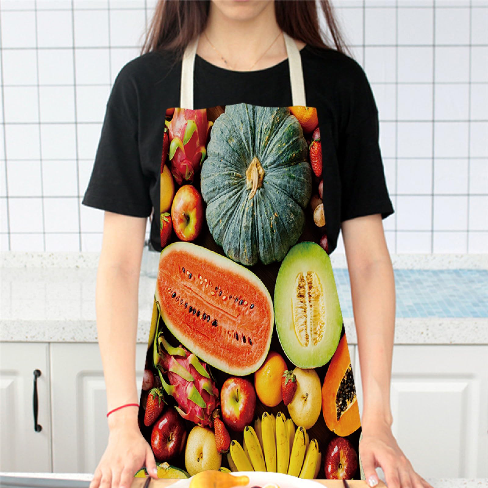 Delantal De Lino Sin Mangas Para Hombres Y Mujeres, Delantal De Cocina Con Estampado De Especias Y Frutas Vegetales, Delantal Resistente A Las Manchas Para Hornear, Restaurante, Camarero, Chef, U