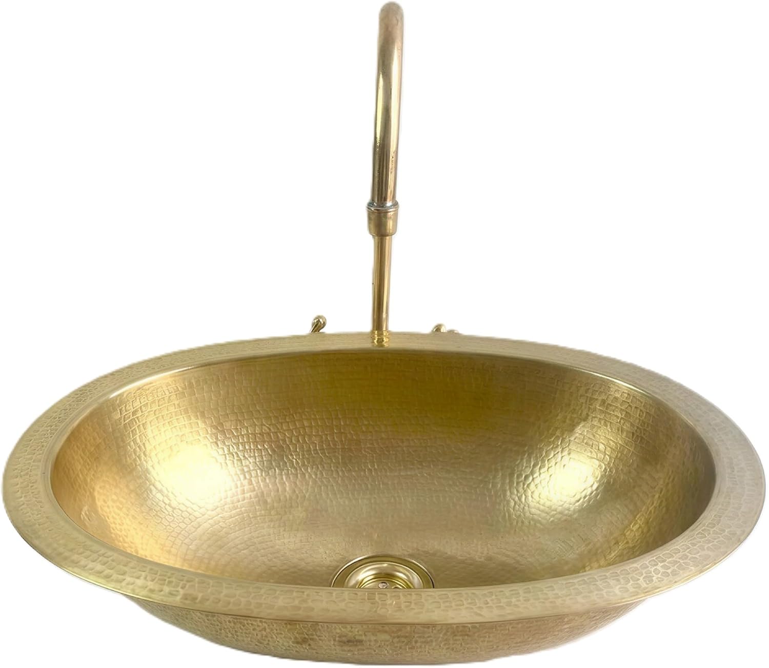 Handmade Vanity Bathroom Brass Sink, Unlacquered Drop in Brass Bathroom Bowl, Hand Hammered Undermount Vanity Vessel sink Bowl, Antique Oval Bar Sink for kitchen (16" x 13" = 40cm x 33cm)