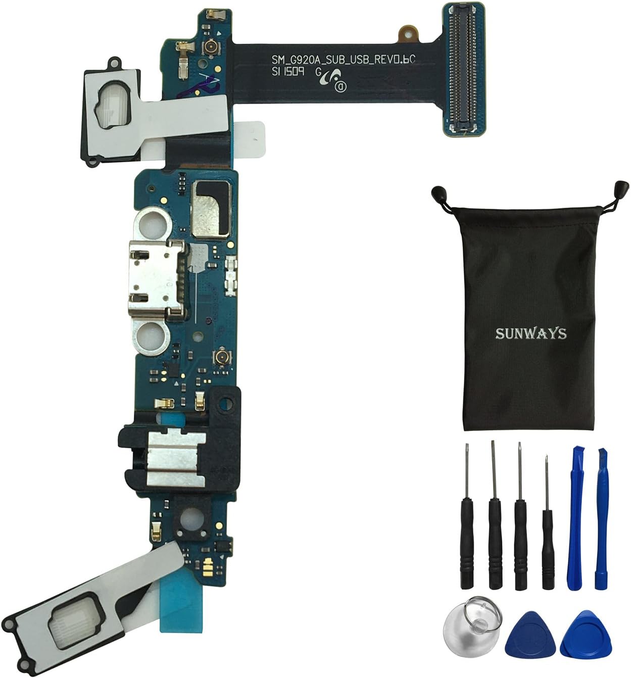 Sunways Dock Charger Connector Micro USB Battery Charging Port Flex Cable for AT&T Samsung Galaxy S6 G920A Replacement With device opening tools