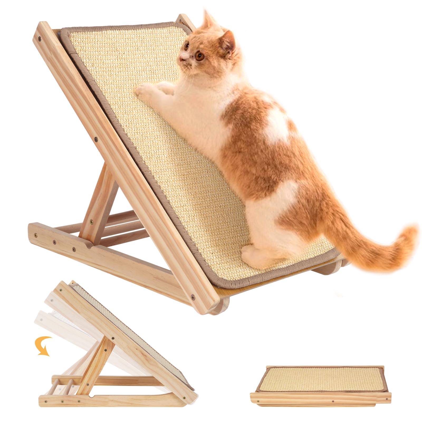Griffoir pour chat en bois massif et rampe en sisal de 48cm pour l'intérieur