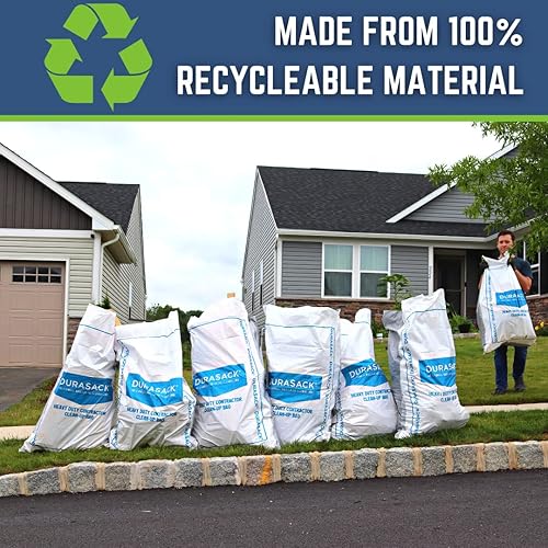 Miniatura 7 de DURASACK Bolsa de construcción resistente, bolsa de limpieza para contratistas de demostración de construcción de polipropileno tejido blanco
