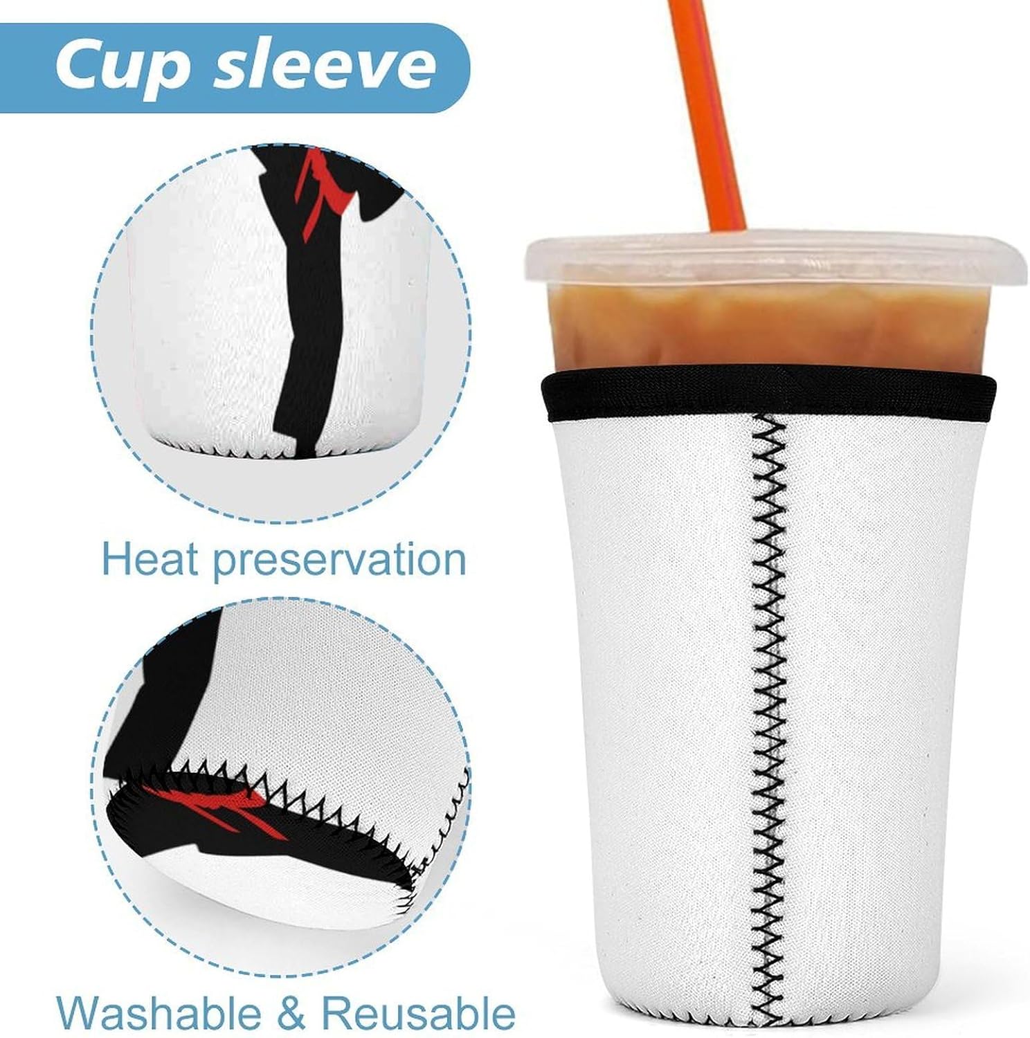 3 Pack Neoprene Cup Sleeves, Stretchy Reusable Drink Cup Cover Universal