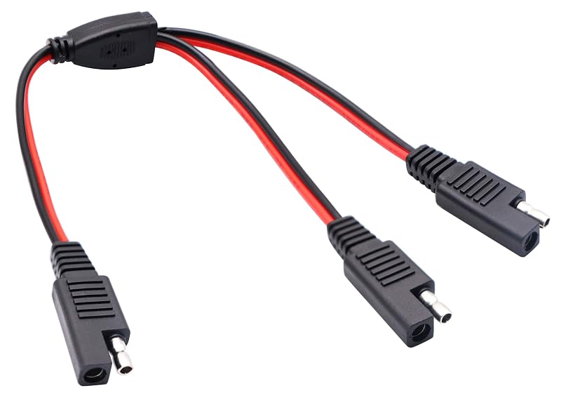 Cabo Adaptador Y SAE de 30 cm, Divisor 1 para 2 com Conectores de Desconexão Rápida e Fio 18 AWG AAOTOKK