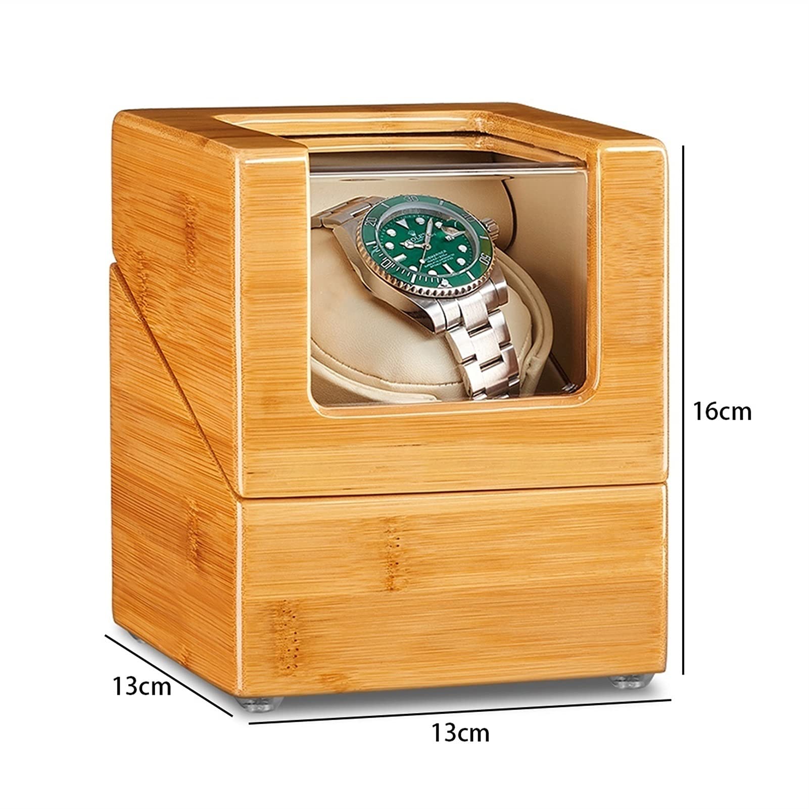 LXMQEF Einzel-Uhrenbeweger für Automatikuhren, Holz-Uhrenbox mit superleisem Motor, Flexible Uhrenkissen, passend für Damen- und Herrenuhren