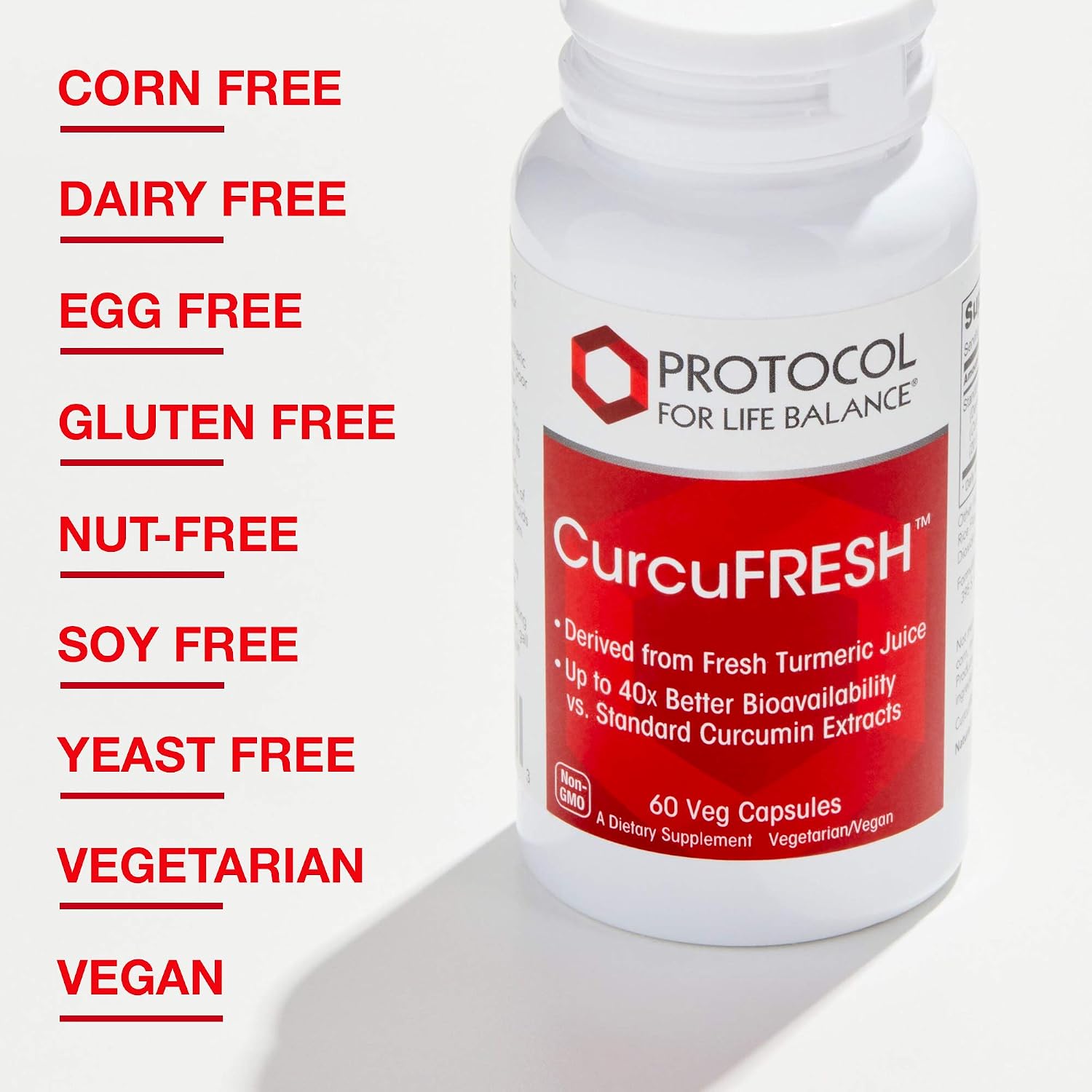 Protocol CurcuFRESH - Turmeric Curcumin 500mg - Standardized Turmeric Root Juice - 60 Veg Caps